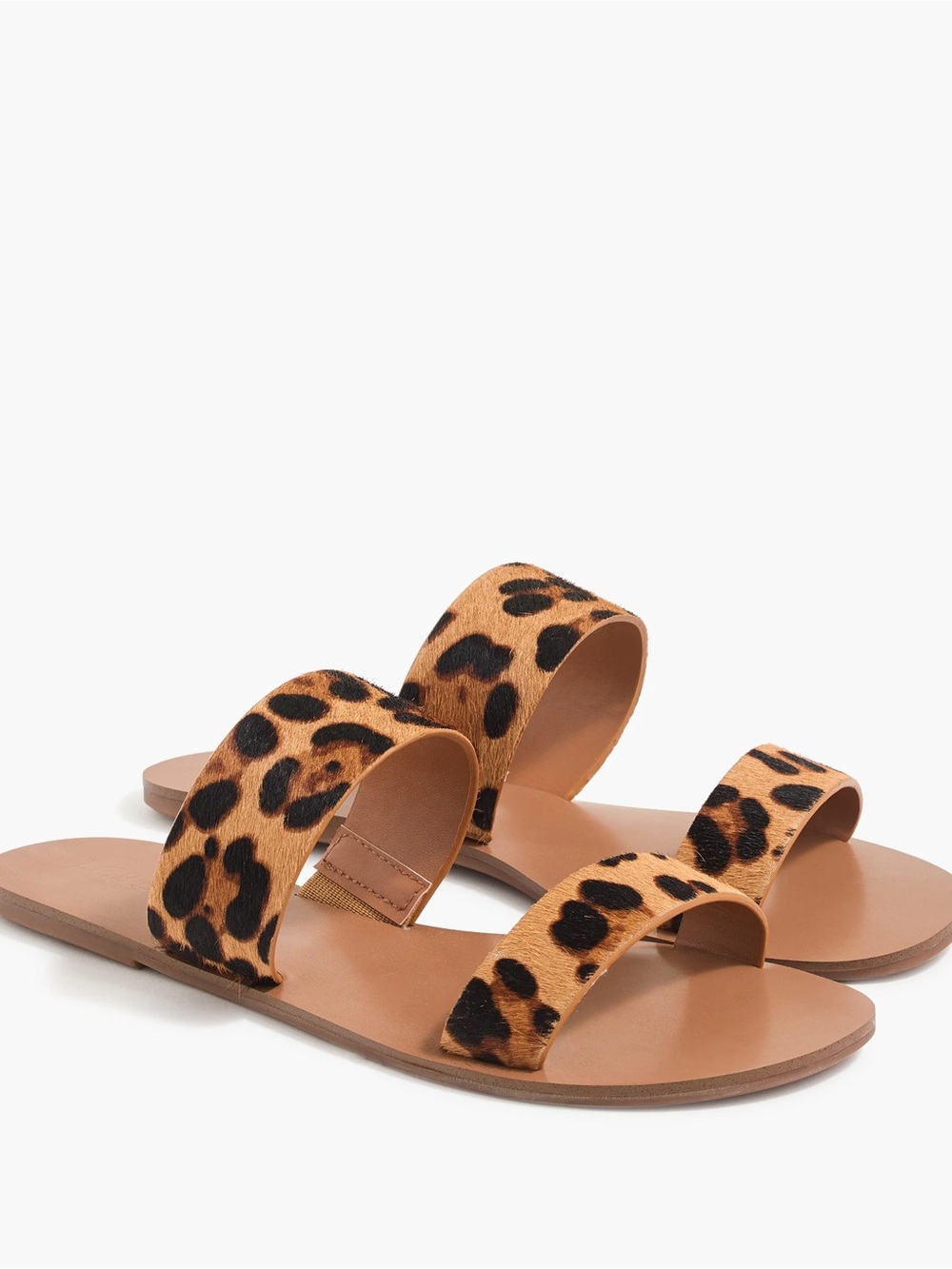 J. Crew Leopard Double-Strap Slide Sandals
